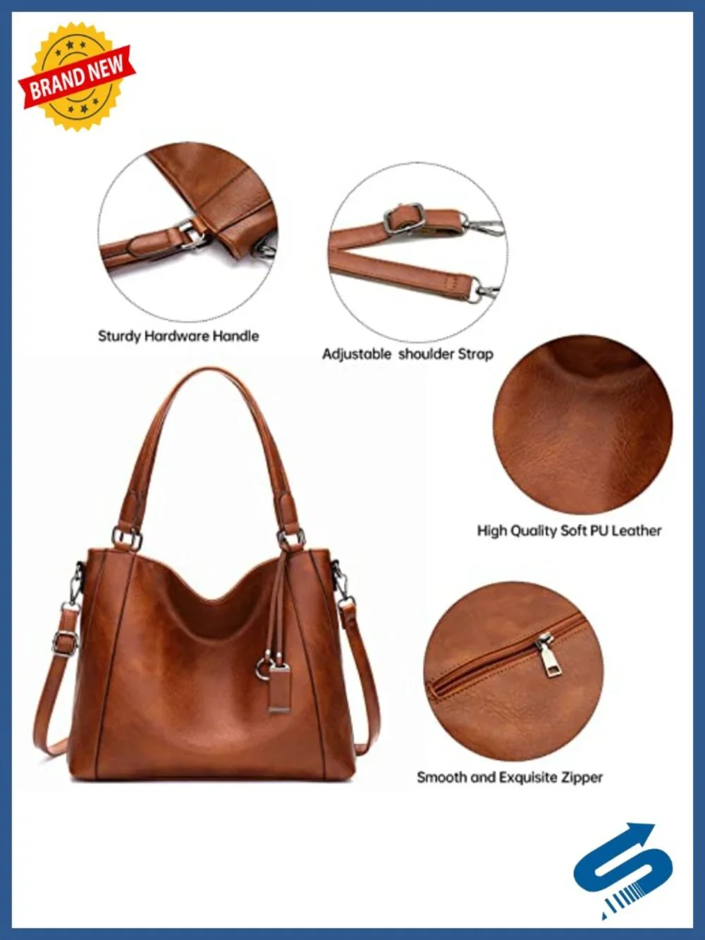 Vegan Leather Tote Handbags Large Capacity Hobo Shoulder Bag Crossbody Satchel